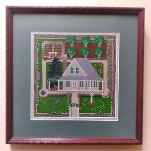 Country Home Framed Needlepoint Wall Art
